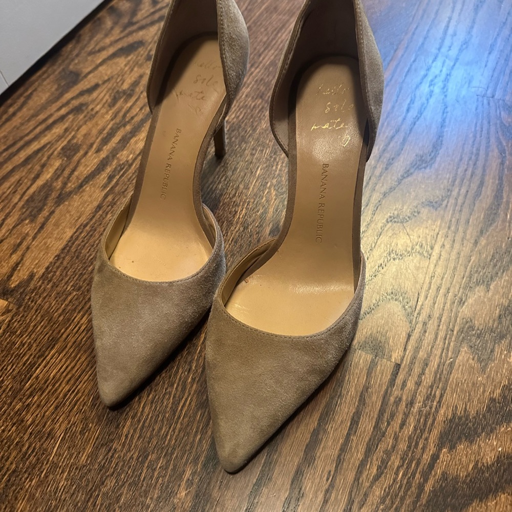 Banana Republic Taupe Suede Heels - Picture 2 of 2